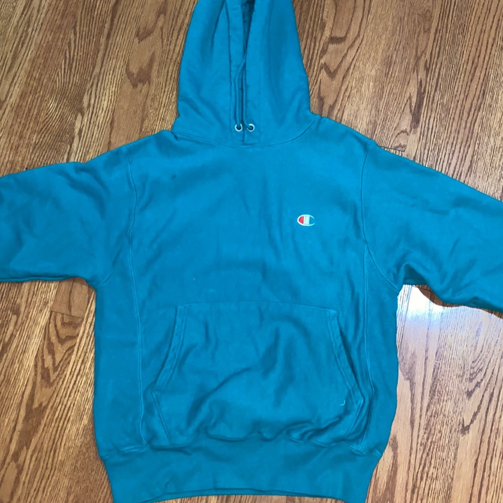 Beautiful green/blue champion hoodie